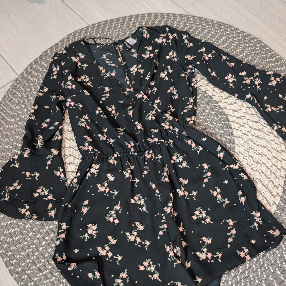 Floral Black Romper